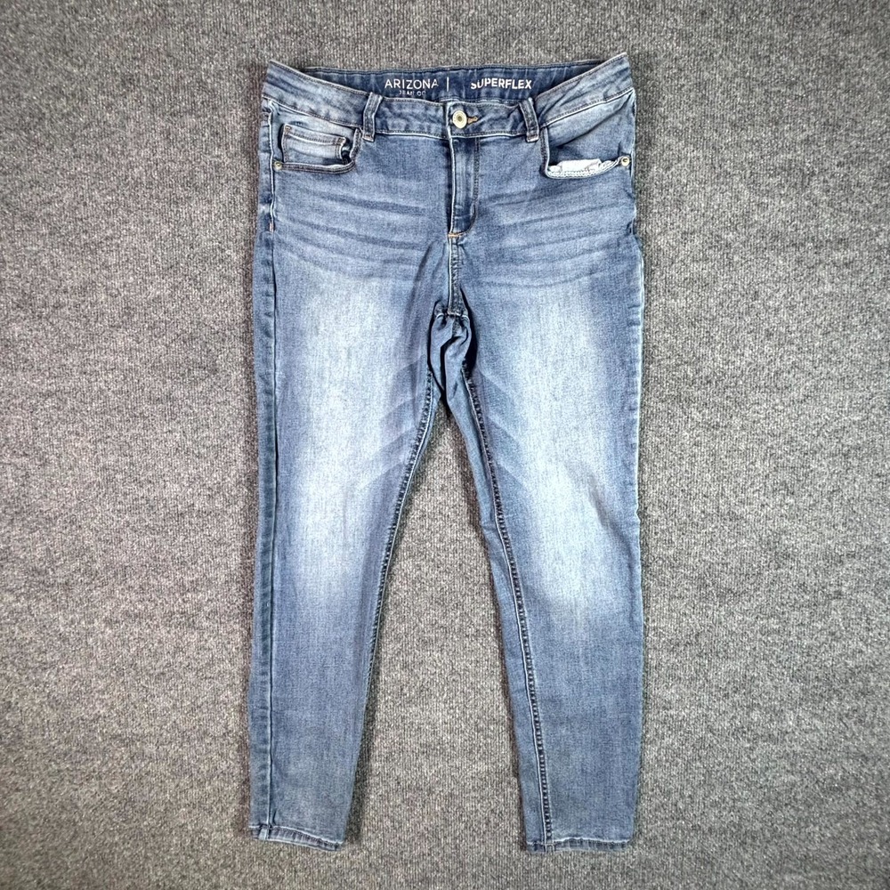 Arizona Jean Co. Jeans Girl's 16.5 Plus Blue Denim Superflex Skinny Leg Whisker